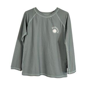 Rylee Cru Swim Kid 8Y Crew Pullover Green Rashguard Travel Preppy Neutral Beach